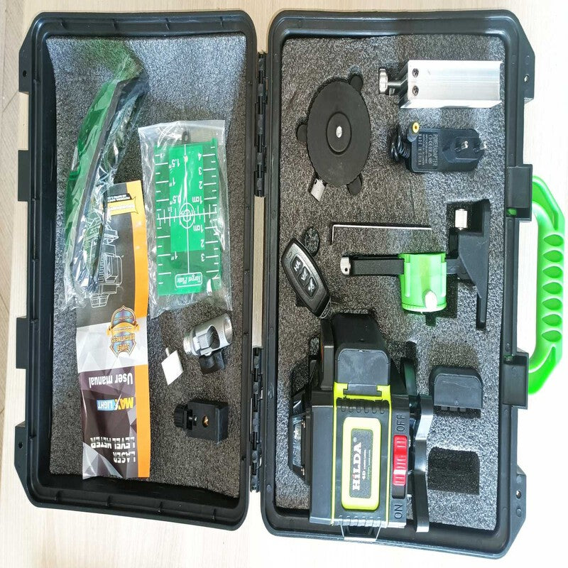 Set Nivela laser profesionala HILDA 4D 16 linii, laser verde 2 baterii Set Nivela laser profesionala HILDA 4D 16 linii, laser verde 2 baterii
